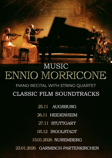 Musik von Ennio Morricone. Klavierkonzert mit Streichquartett